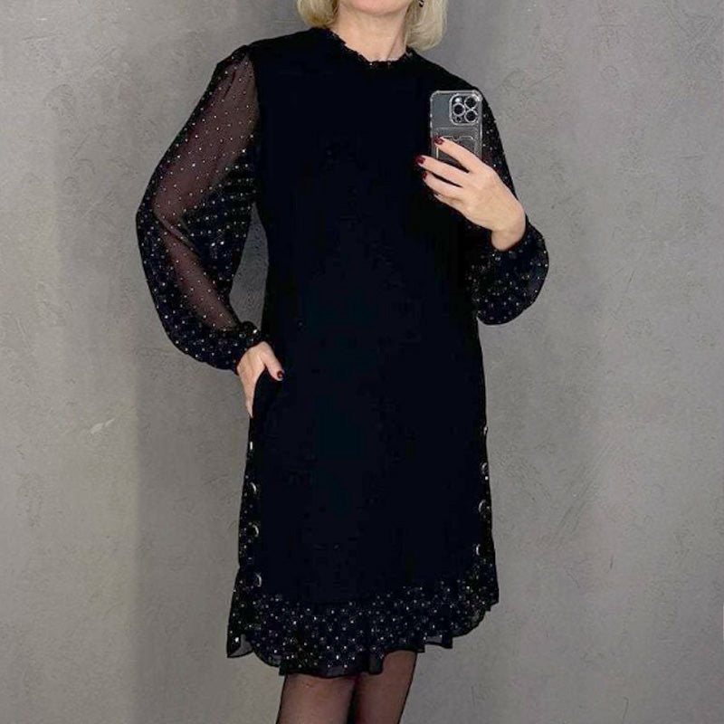 Marilouke | Elegante Jurk Met Kristallen en Ronde Hals