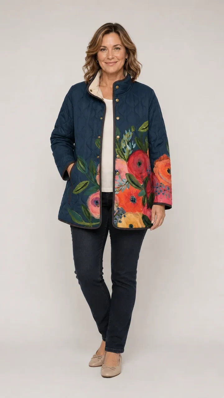 Amanda | Gewatteerd jasje met vintage bloemenprint