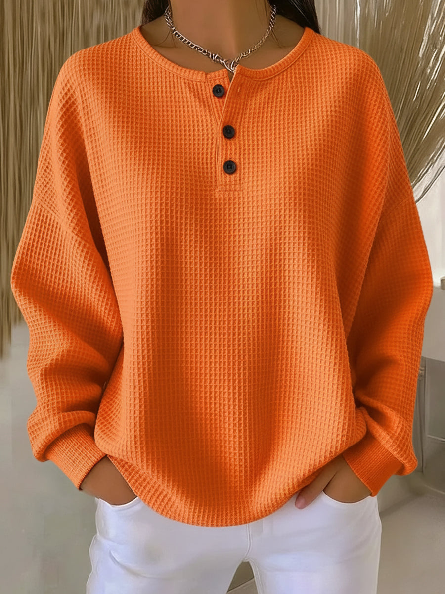 Lisa | Dames Henley Trui met Wafelstructuur