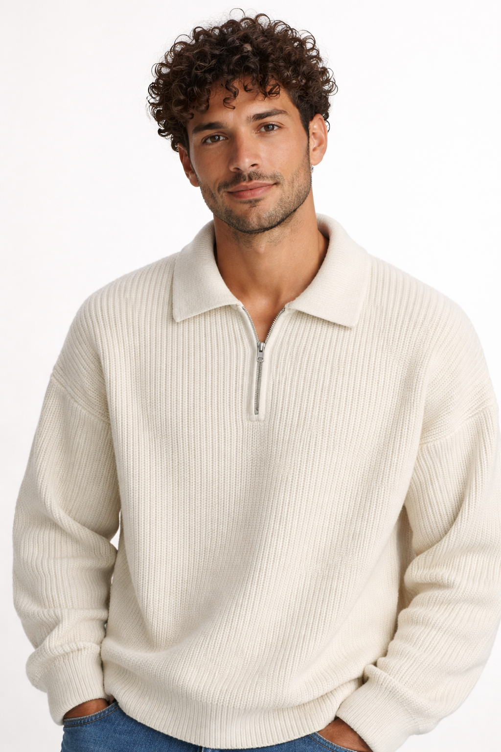 Brian | Heren Quarter-Zip Trui met Reverskraag