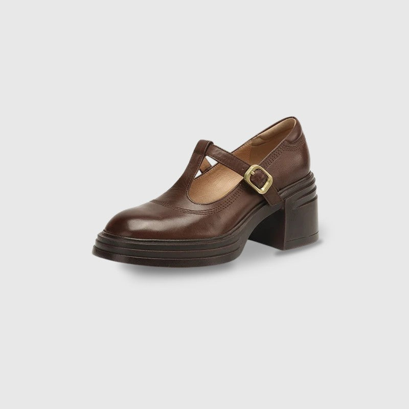 Dames | Vintage T-Bar Pumps met Blokhak