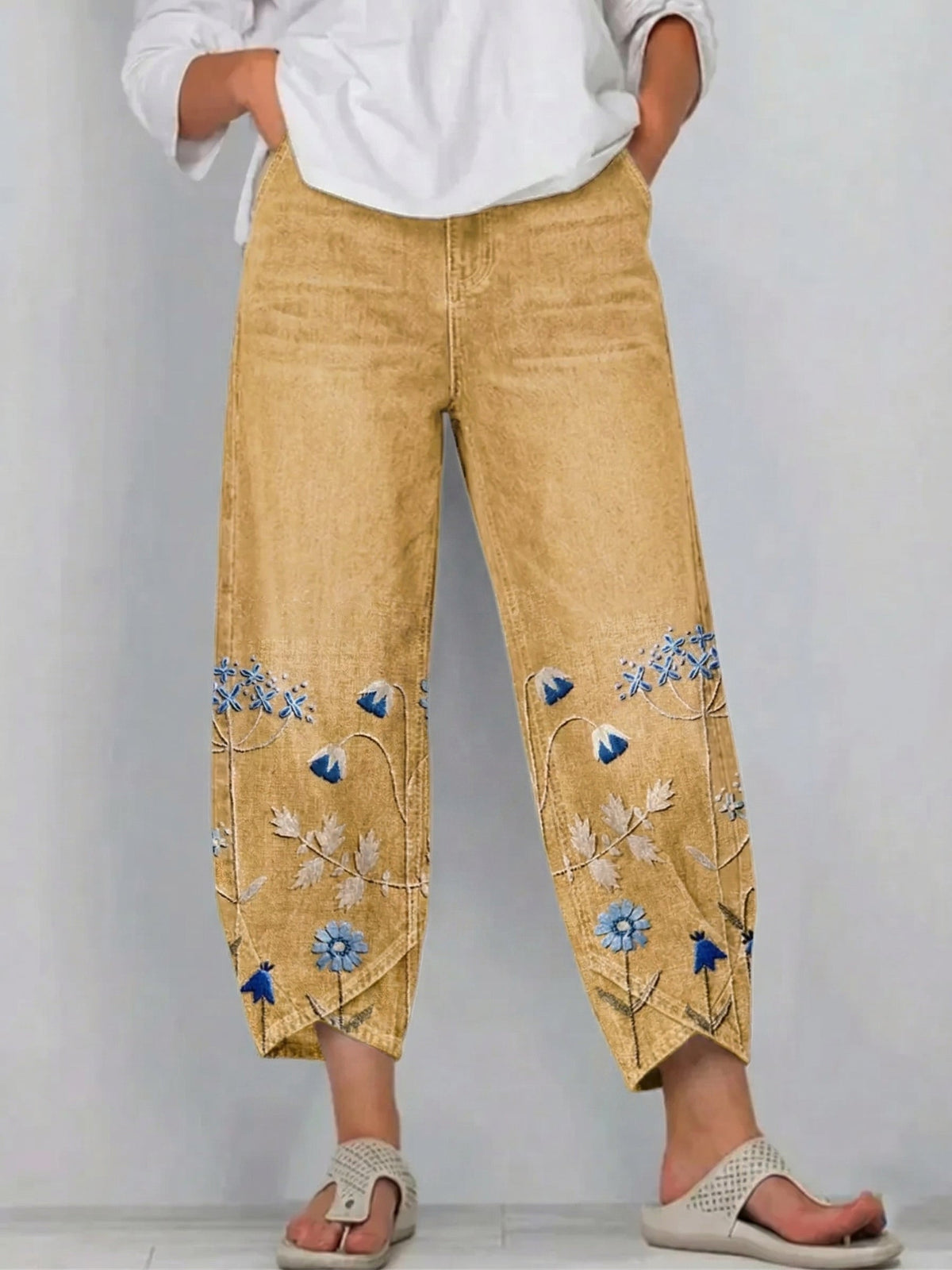 Christina | Casual Geborduurde Broek