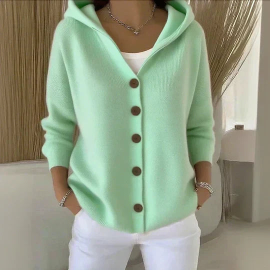 Melissa | Dames Vest met Capuchon en Knoopsluiting