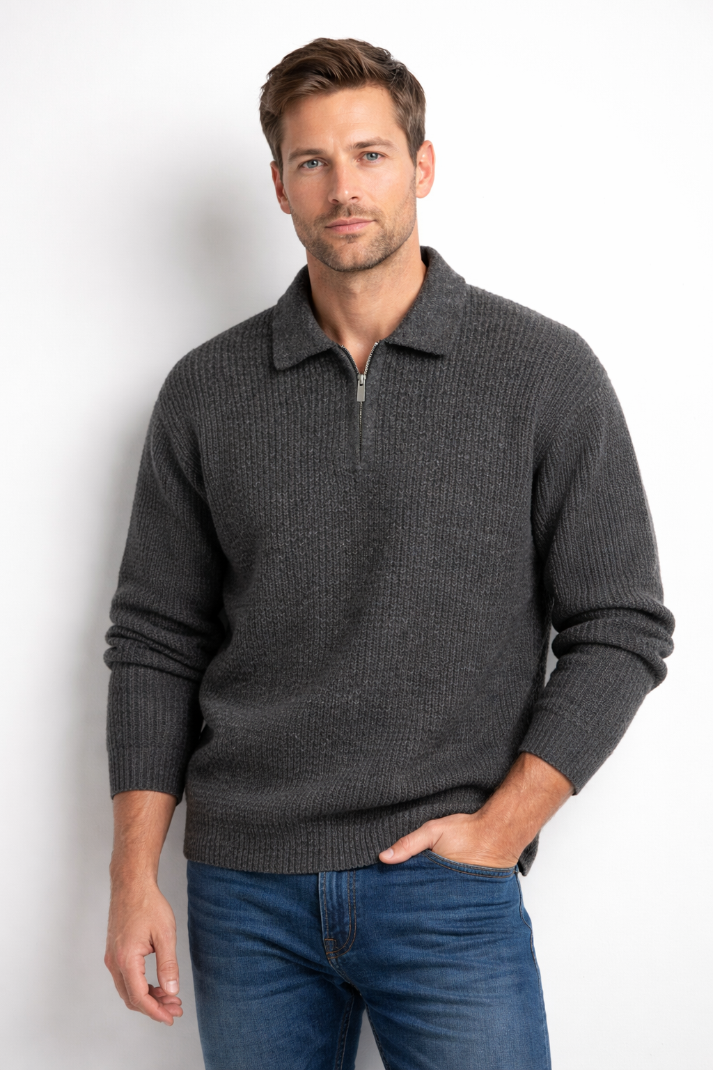 Brian | Heren Quarter-Zip Trui met Reverskraag