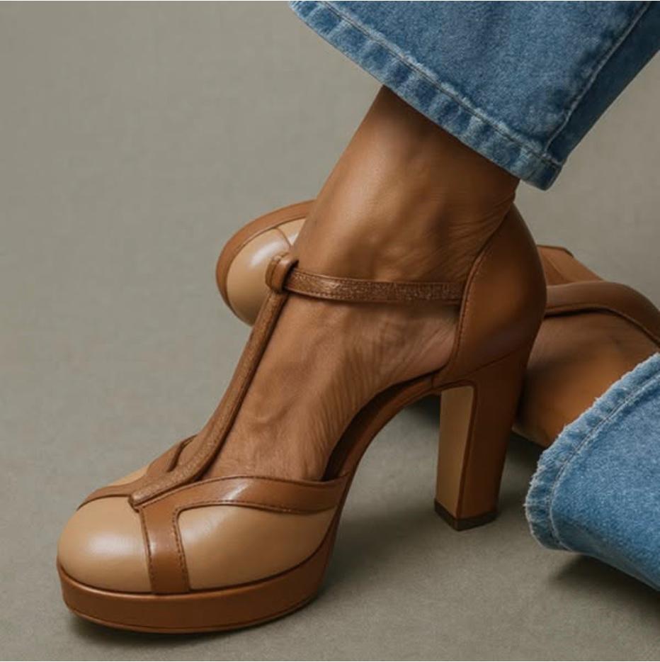 Roos | T-Strap Pumps met Blokhak