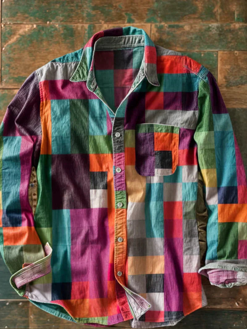 Jeff | Premium Patchwork Overhemd – Unieke Stijl & Comfortabele Pasvorm