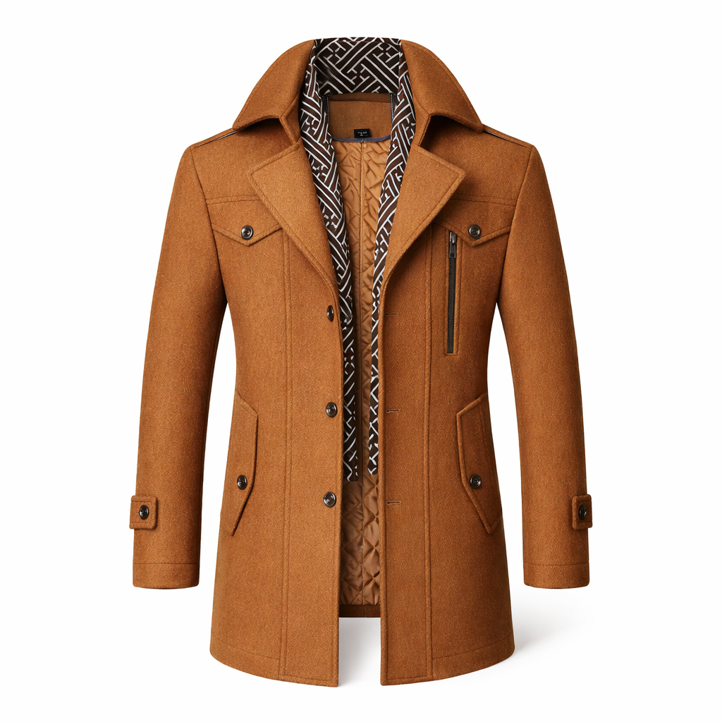 Benjamin | Heren Winterjas met Klassieke Kraag en Knoopsluiting