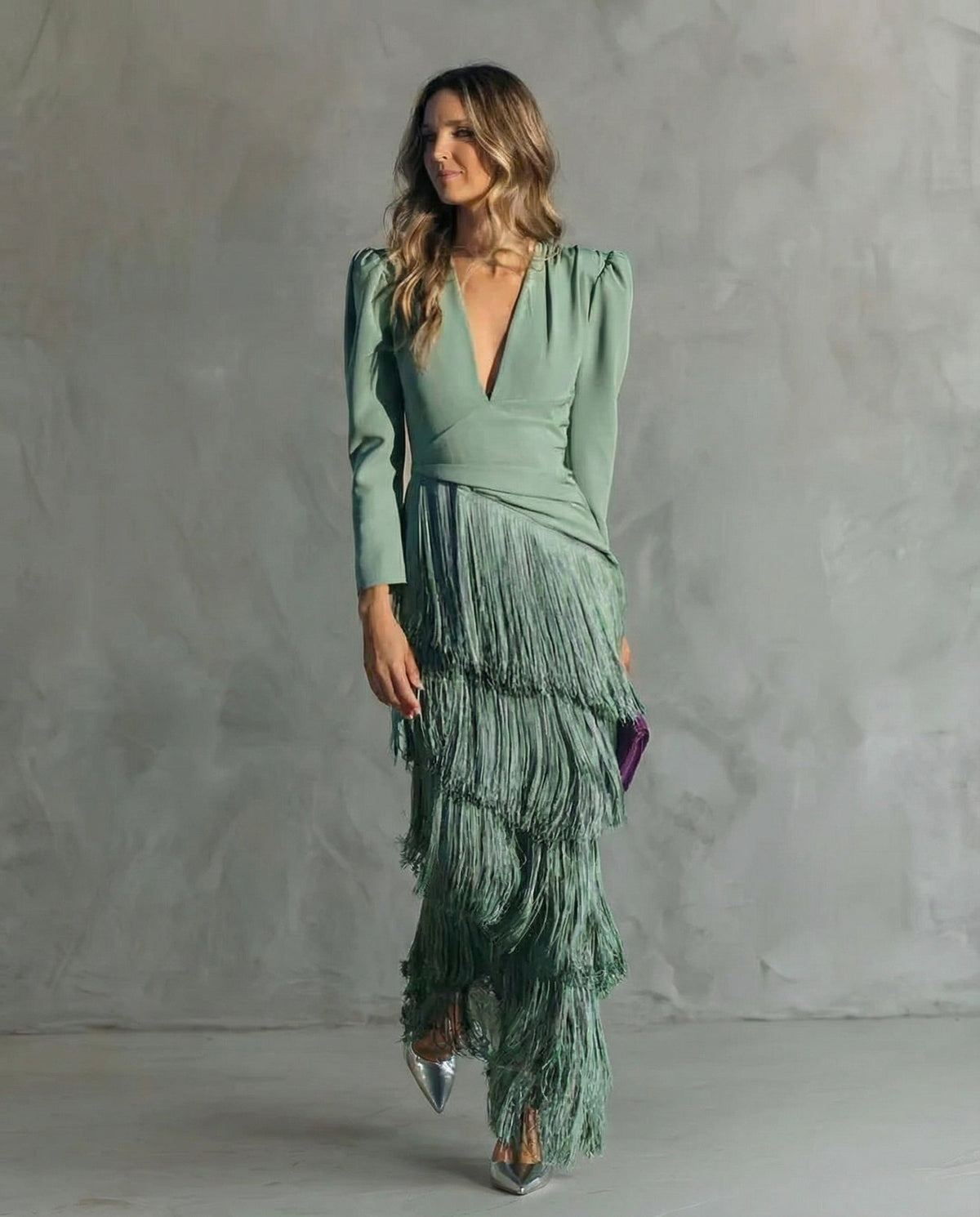 Thea | Elegante jurk met franjes aan de mouwen