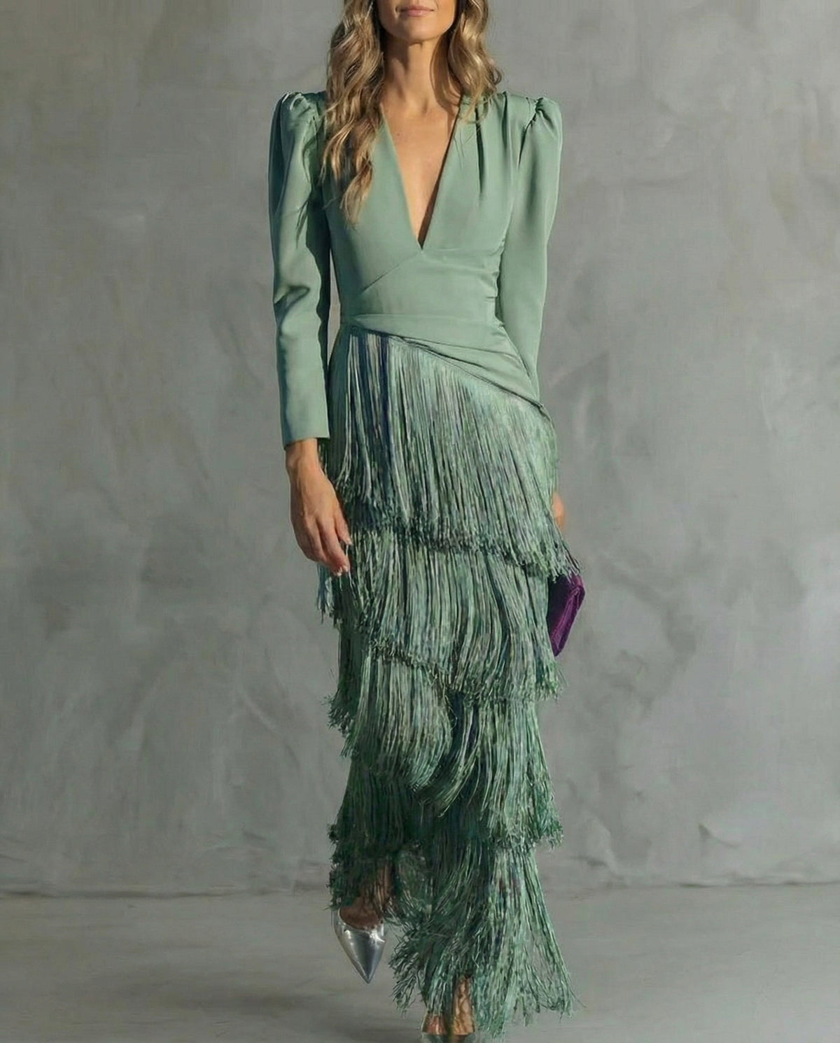 Thea | Elegante jurk met franjes aan de mouwen