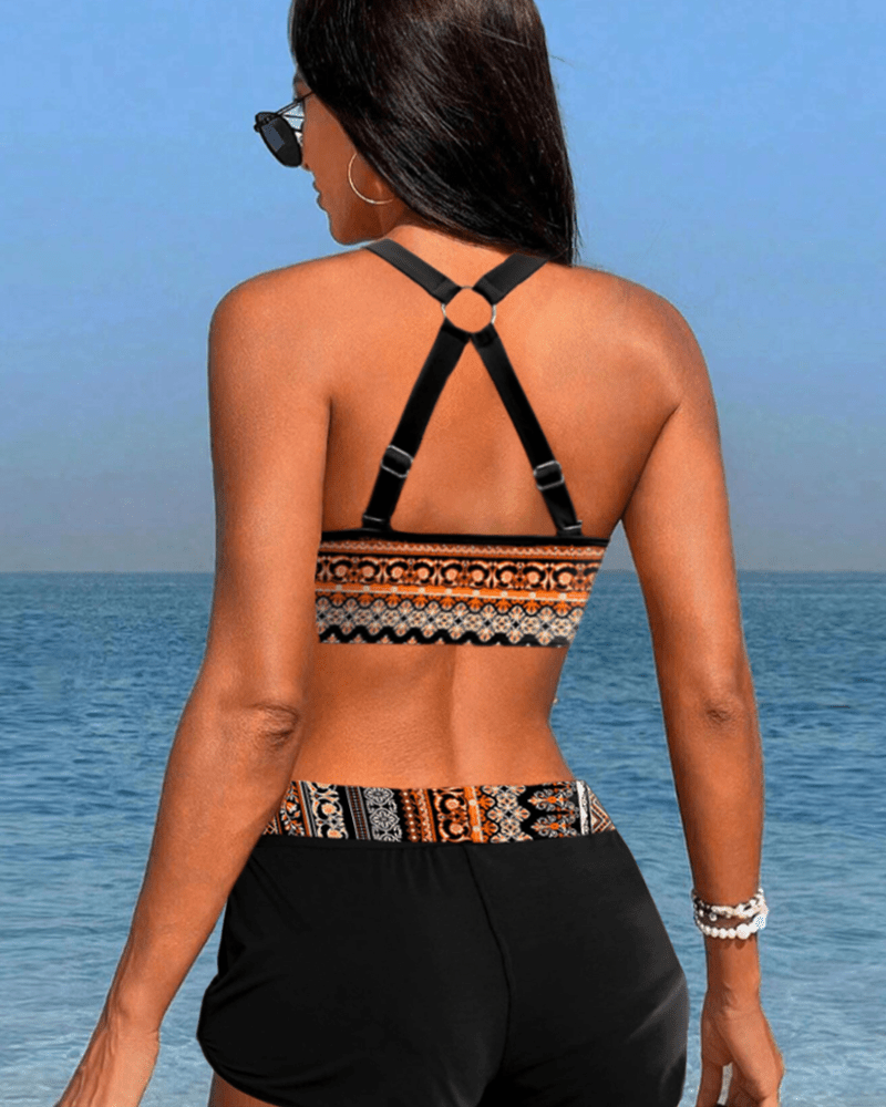 Evilyn | Hoge taille bikinis met geometrische print