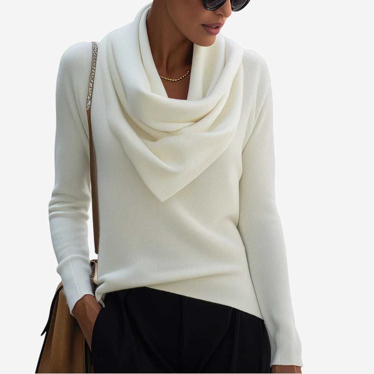 Kaliravine - Elegante Trui met Drapé Kraag