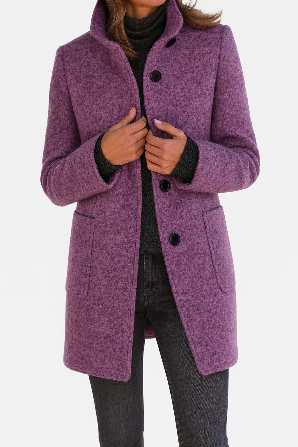Victoria | Comfortabele Damesjas met Hoge Kraag