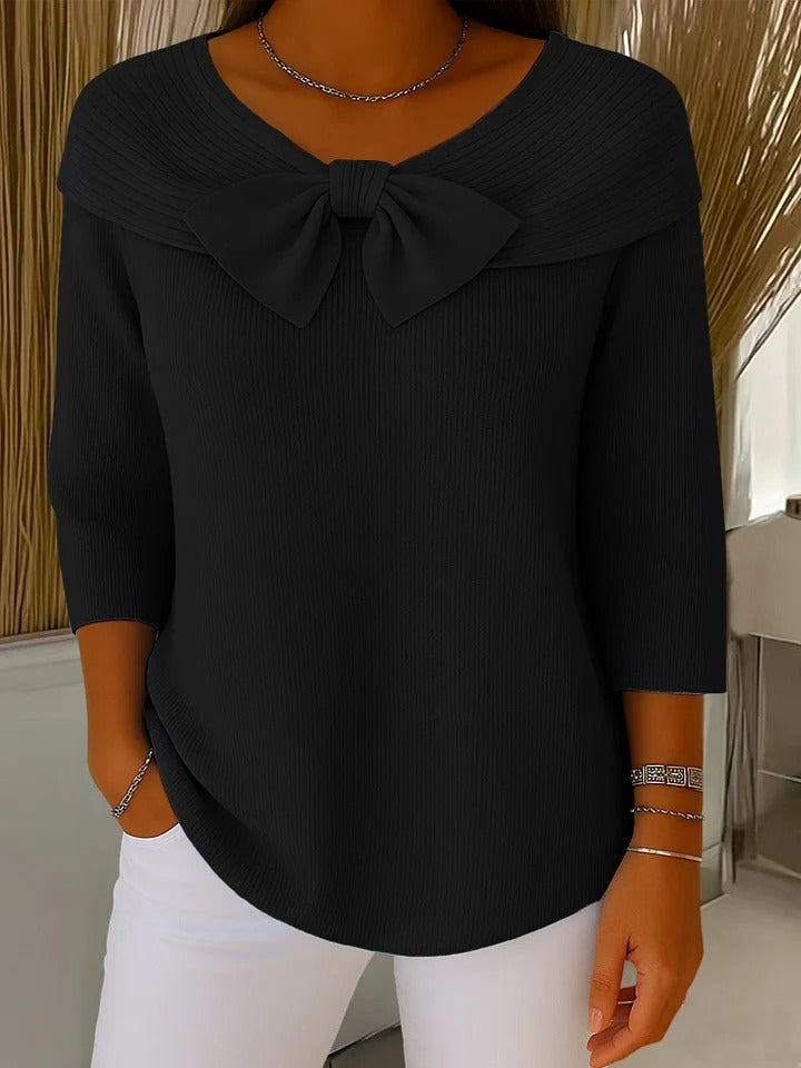 Jessica | Dames Trui met Strikdetail en Ronde Hals