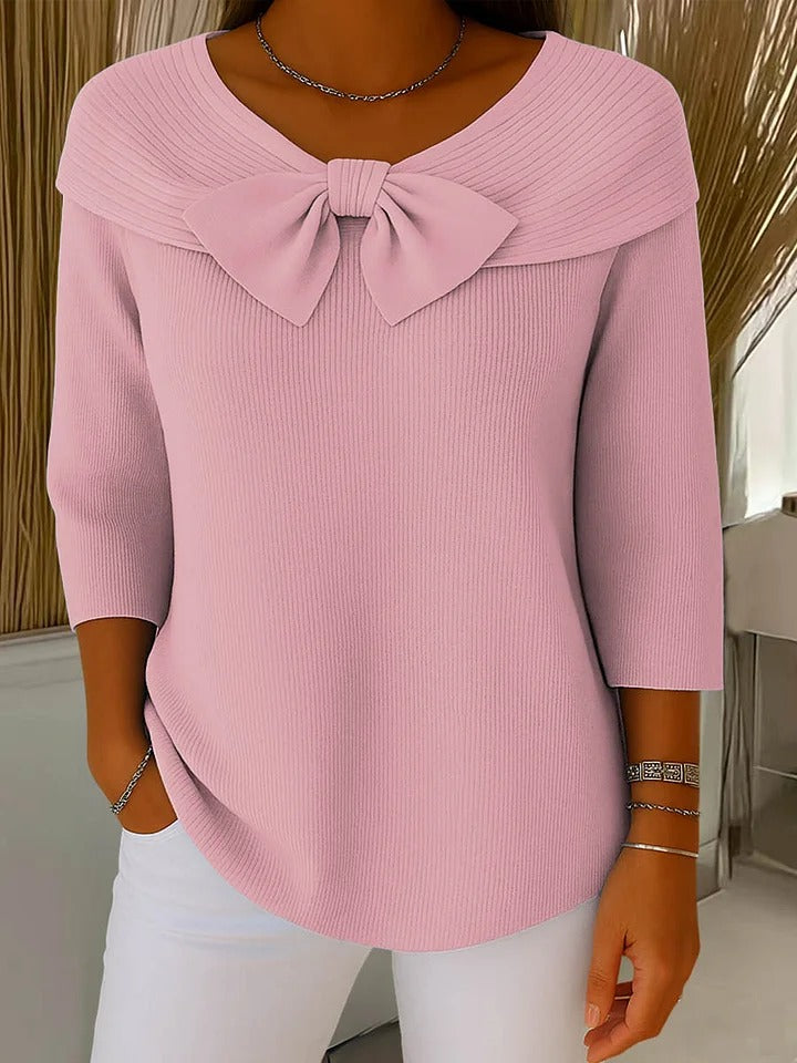 Jessica | Dames Trui met Strikdetail en Ronde Hals