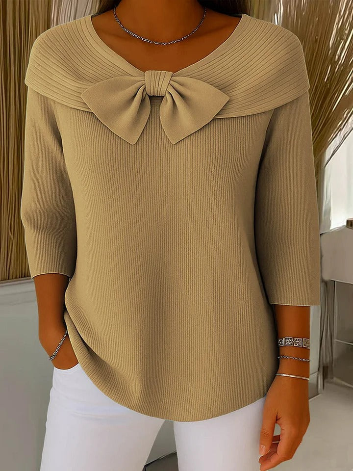 Jessica | Dames Trui met Strikdetail en Ronde Hals