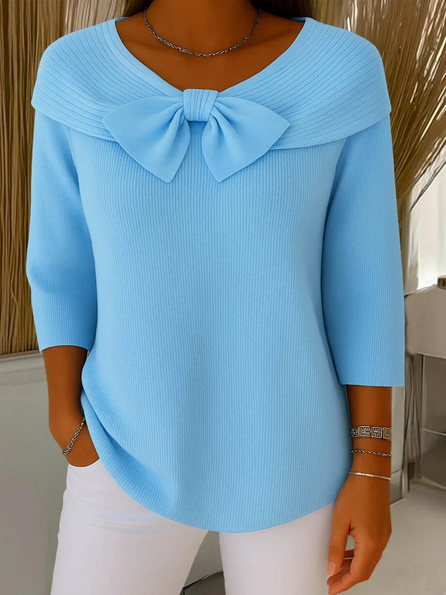 Jessica | Dames Trui met Strikdetail en Ronde Hals
