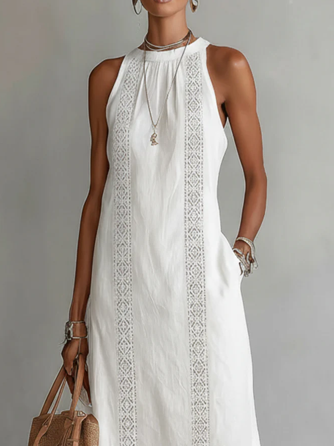 Maricar | Elegante Kant Detail Midi Jurk