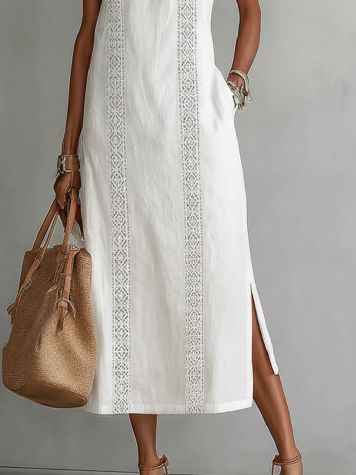 Maricar | Elegante Kant Detail Midi Jurk