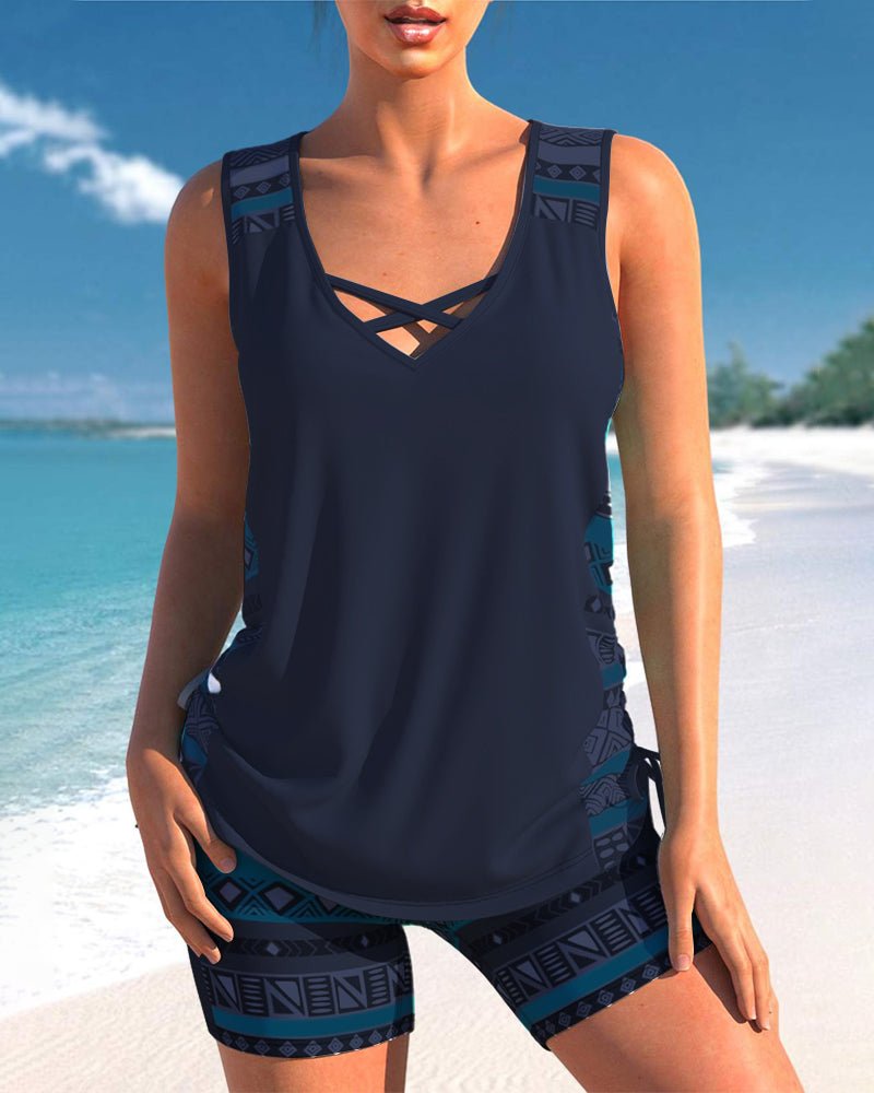 Lynna | Tankini met geometrische print en V-hals