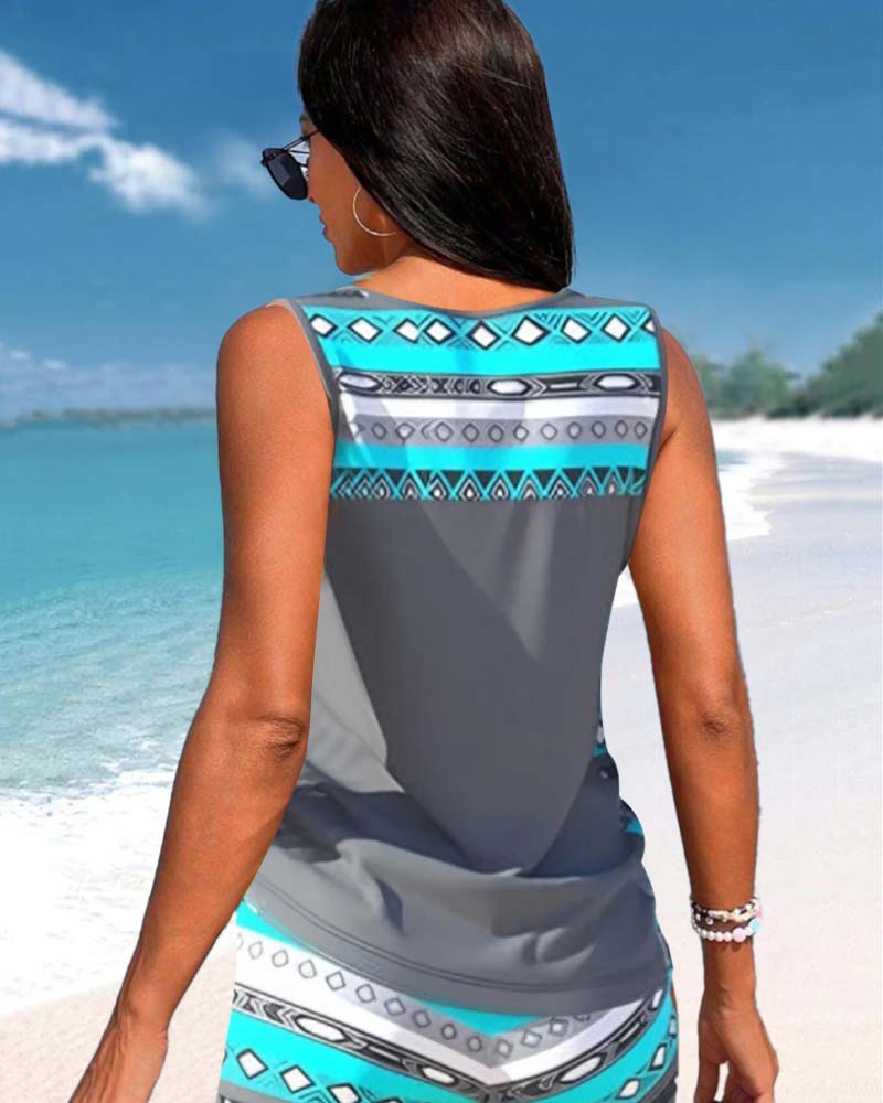 Lynna | Tankini met geometrische print en V-hals
