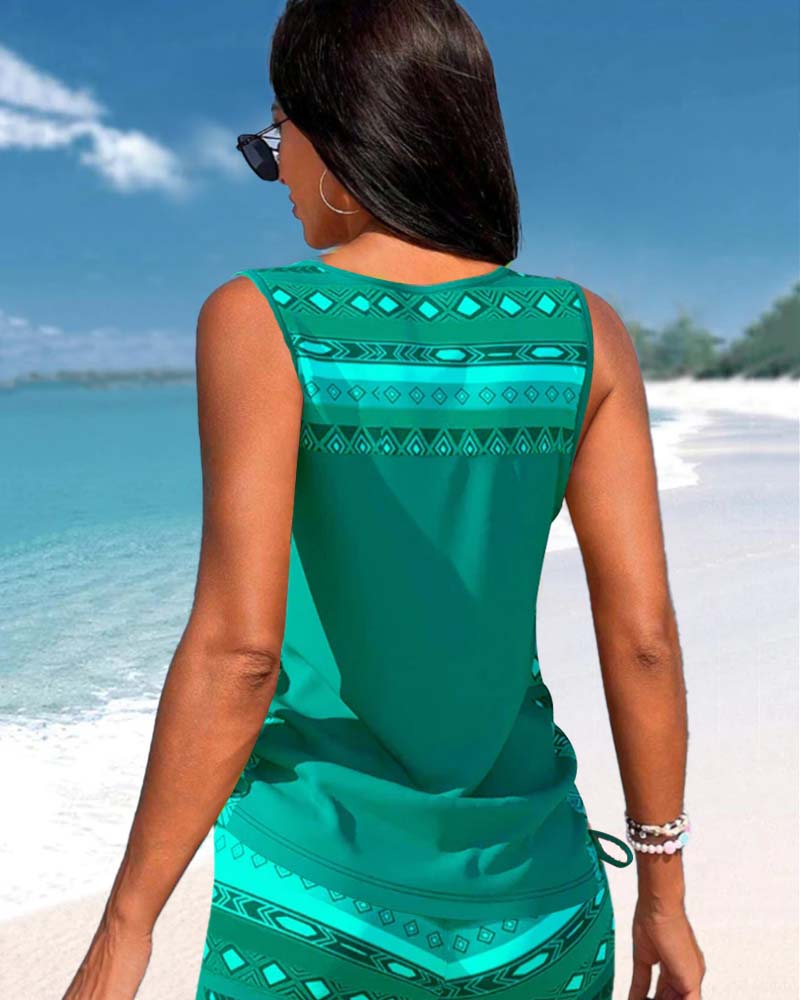 Lynna | Tankini met geometrische print en V-hals