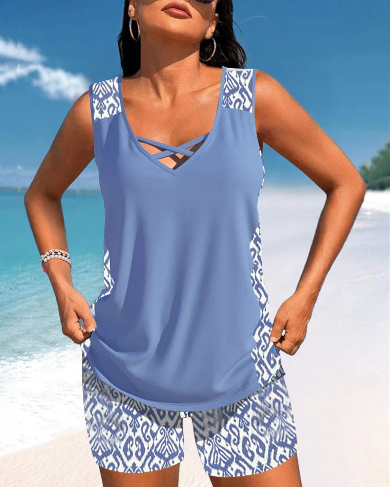 Lynna | Tankini met geometrische print en V-hals
