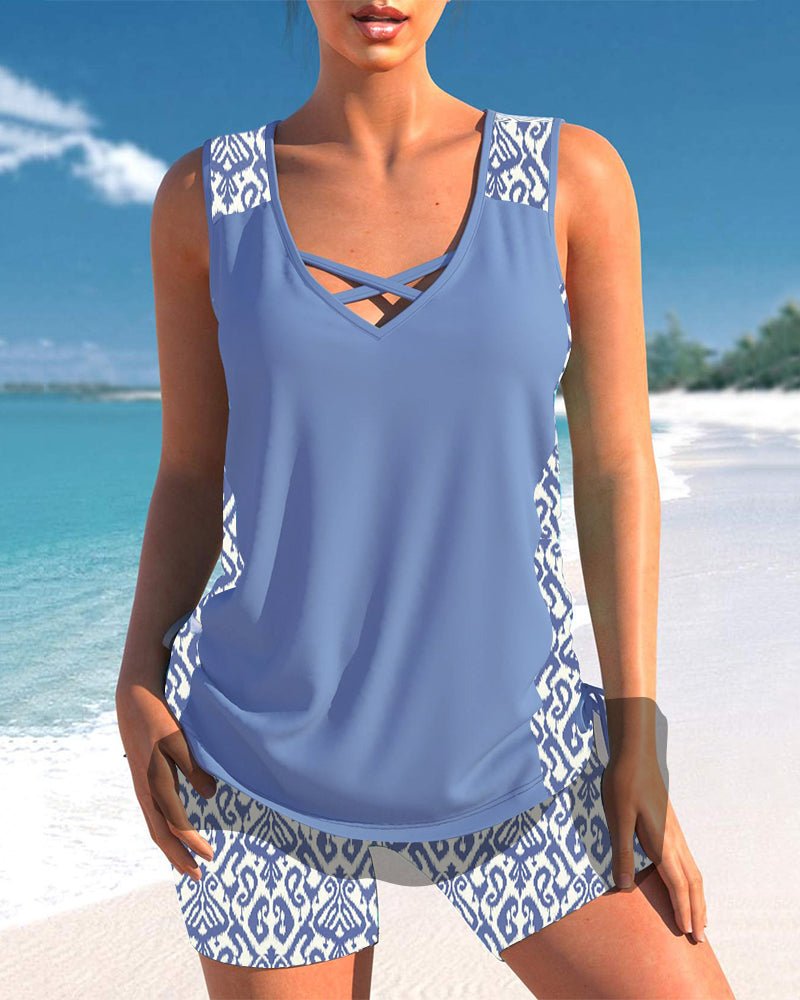 Lynna | Tankini met geometrische print en V-hals