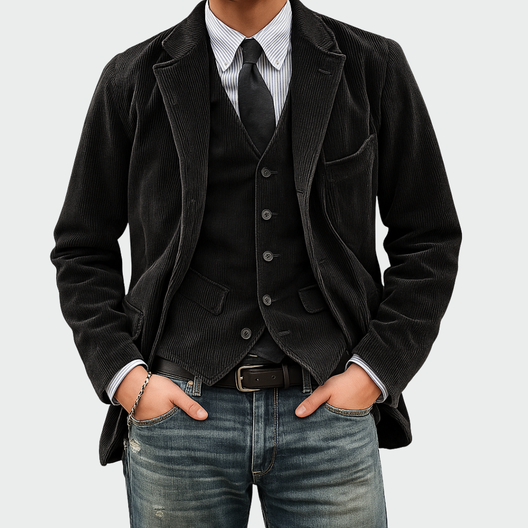 Tommy | 2-delige set: Blazer en Gilet van Fluweel
