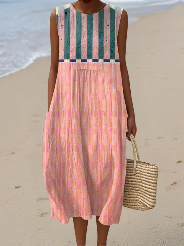 Lily | Gestreepte pastelkleurige midi-jurk