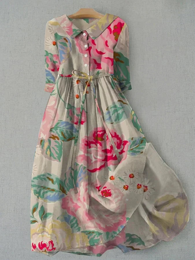 Madeleine | Elegante pastel bloemenjurk