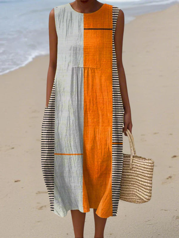 May | Kleurblok Midi Jurk