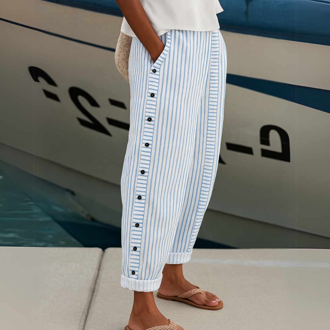 Jarane | Comfortabele gestreepte casual broek