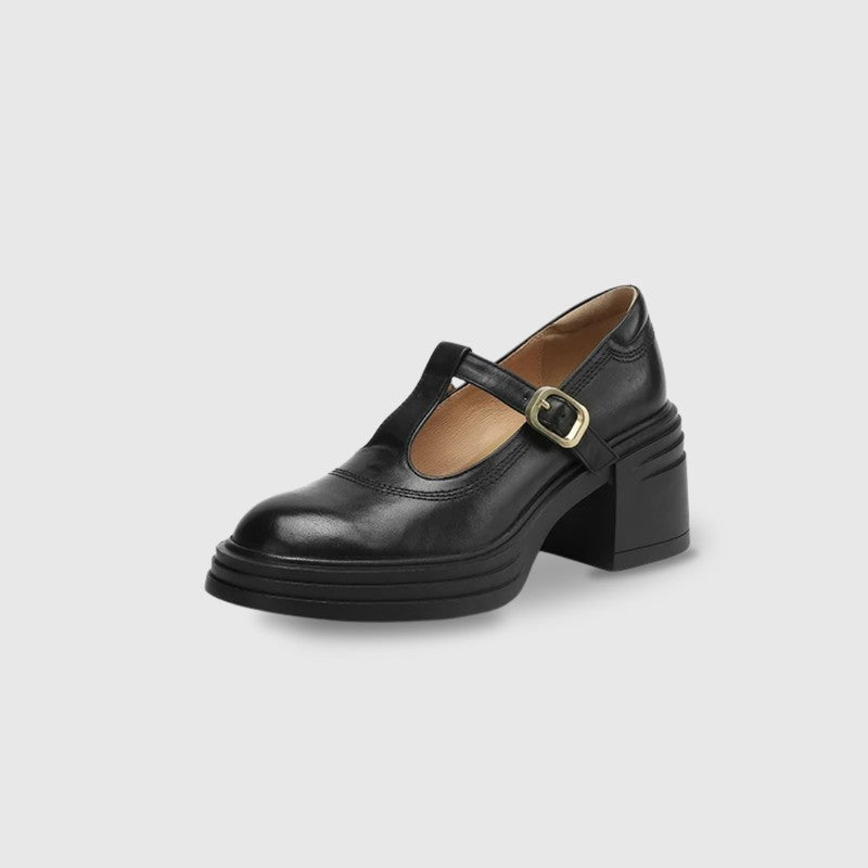 Dames | Vintage T-Bar Pumps met Blokhak