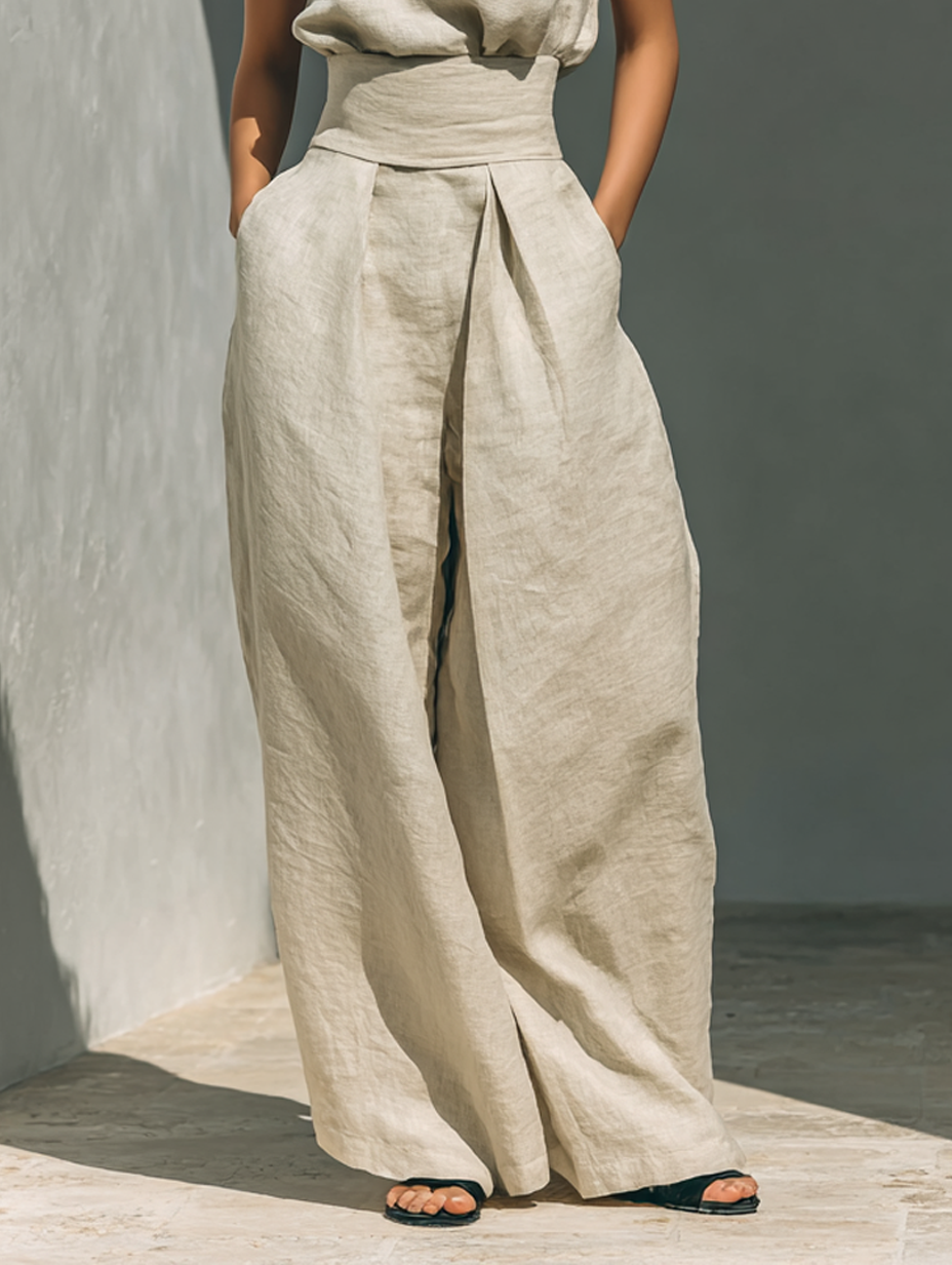 Melanie – Minimalistische set met top en wijde broek