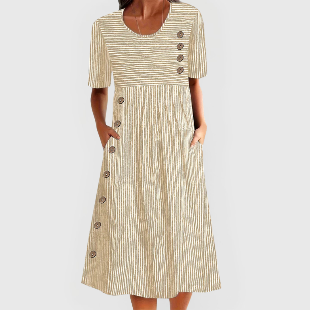 Jovie™ Gestreepte Midi-Jurk