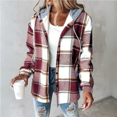 Sara | Casual Flanellen Jas met Capuchon
