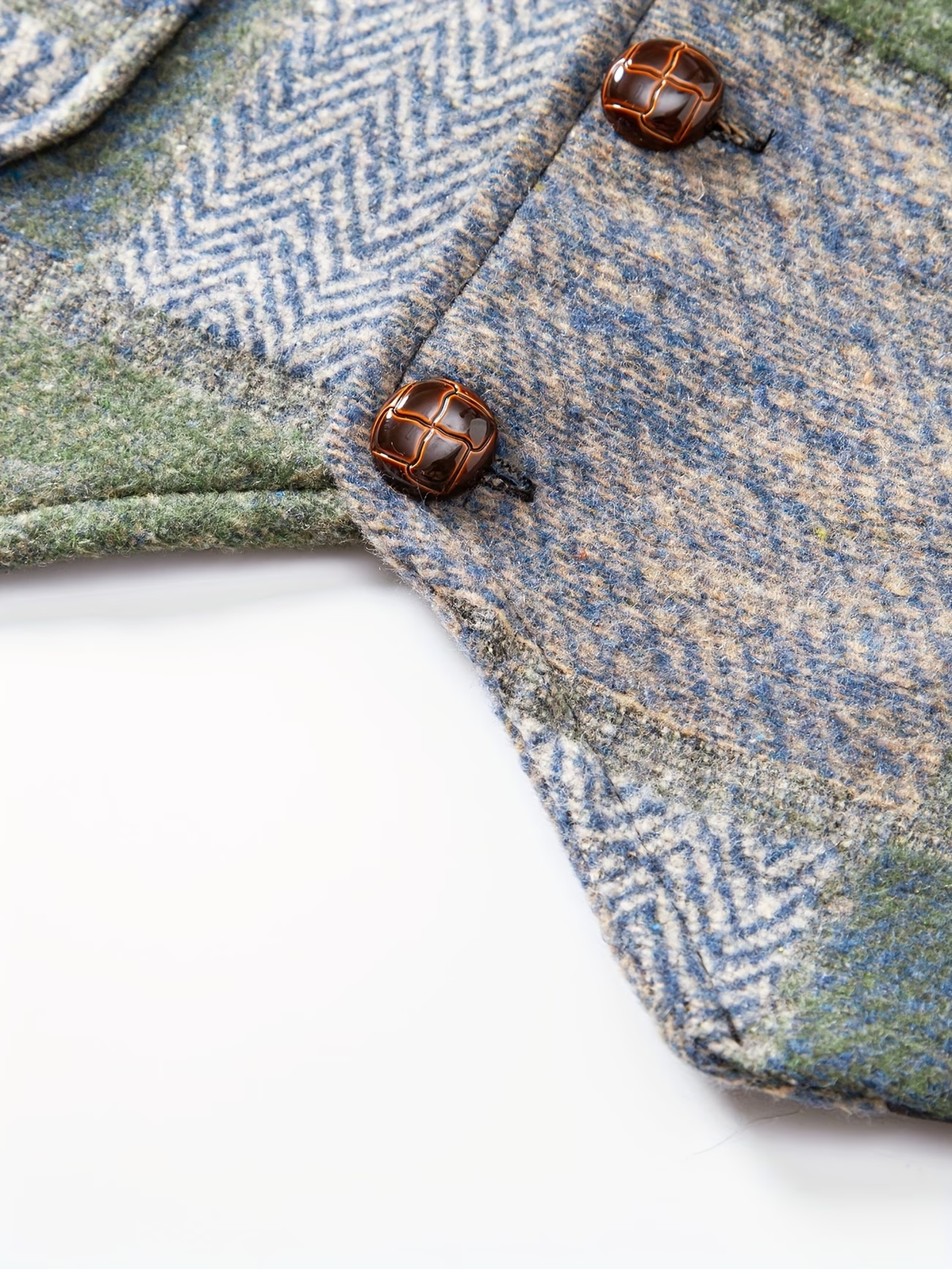 Darren | Patchworkvest met visgraatpatroon
