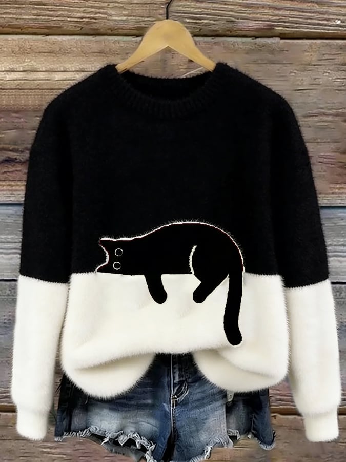 Aubrey | Oversized Damestrui met Kattenprint