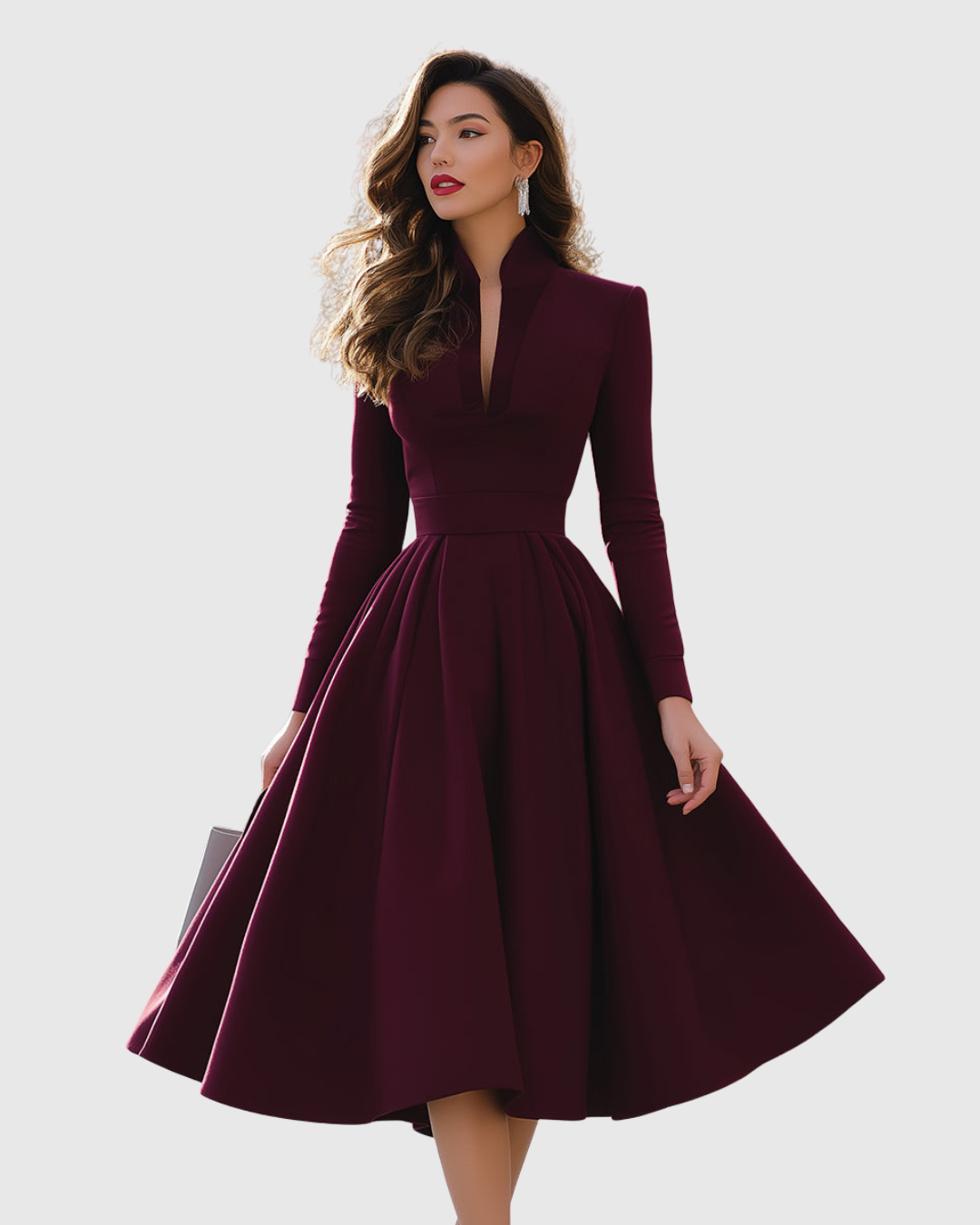 Roos | V-Hals midi-jurk