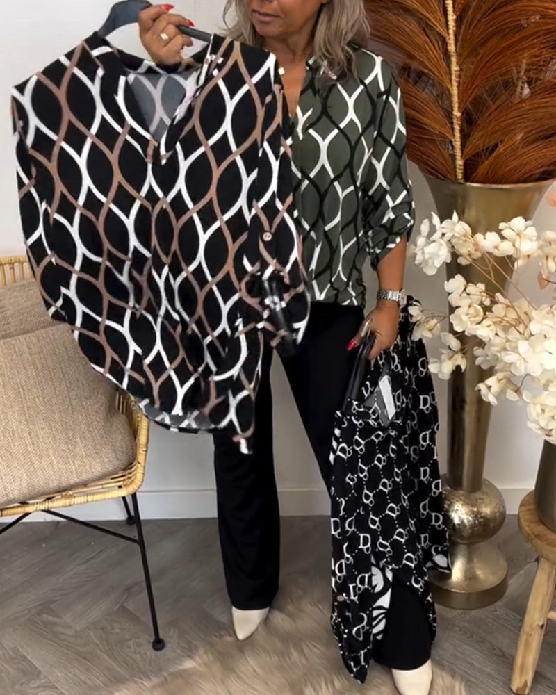 Marleen | Blouse met Grafisch Patroon