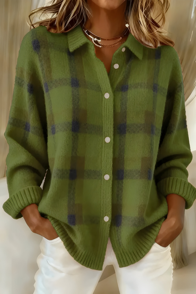 Michelle | Dames Geruit Vest met Kraag en Knoopsluiting