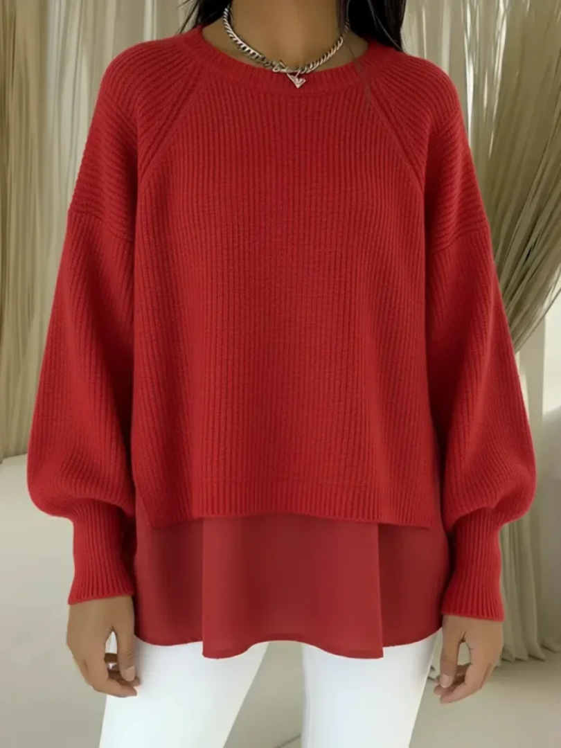 Susan | Dames Trui met Gelaagde Look en Raglanmouwen