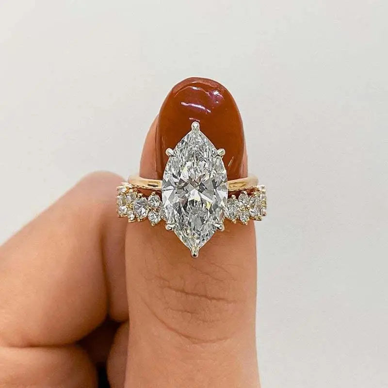 Luxe Marquise Diamanten Ring van Goud