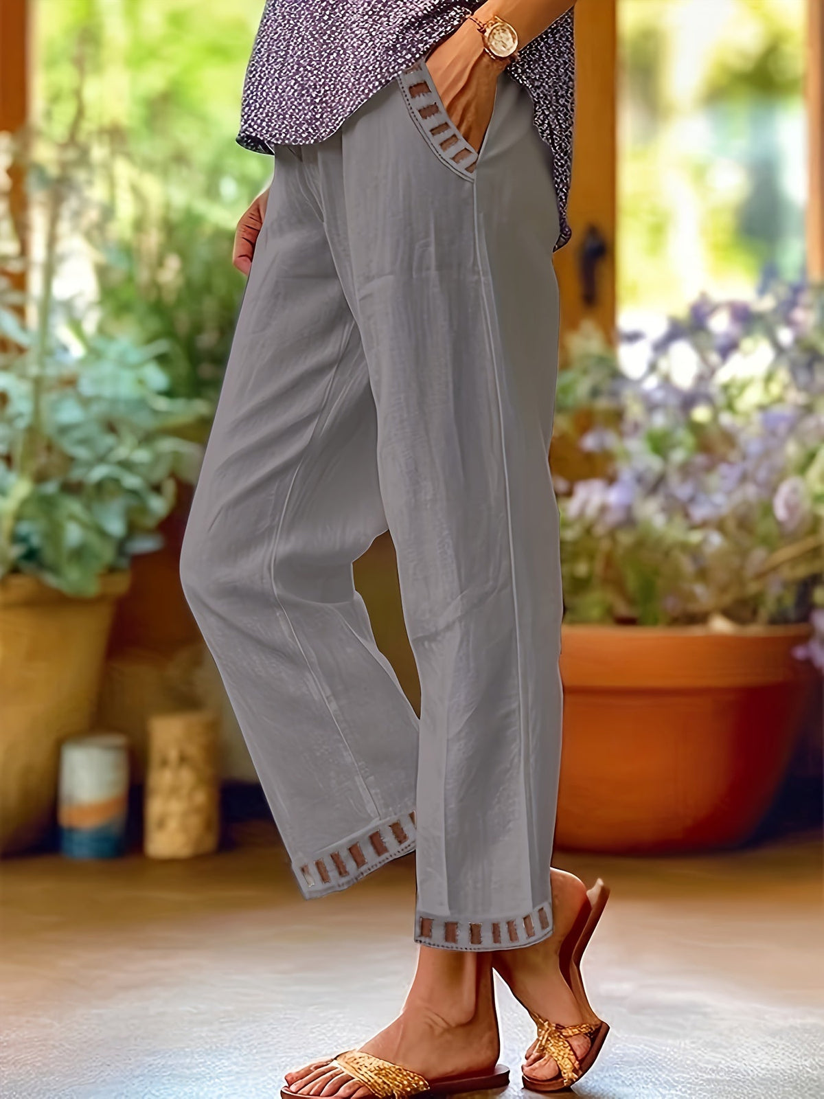 Wren™ Ontspannen Cropped Broek Met Contrastafwerking