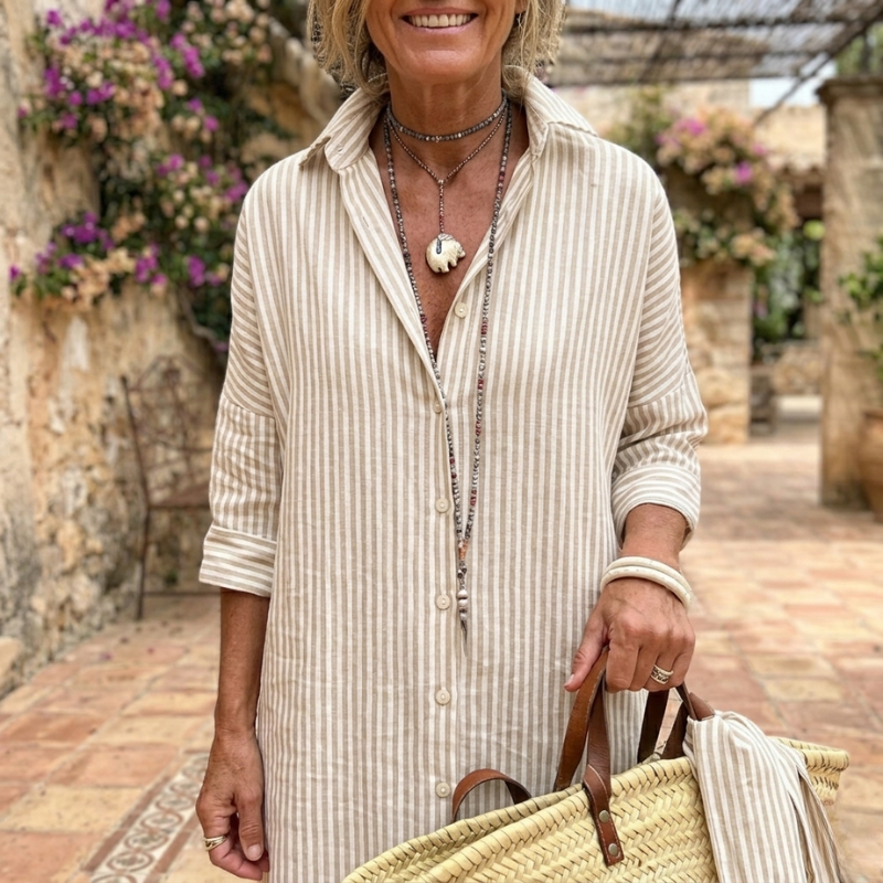 Lovia | Elegante gestreepte zomerjurk