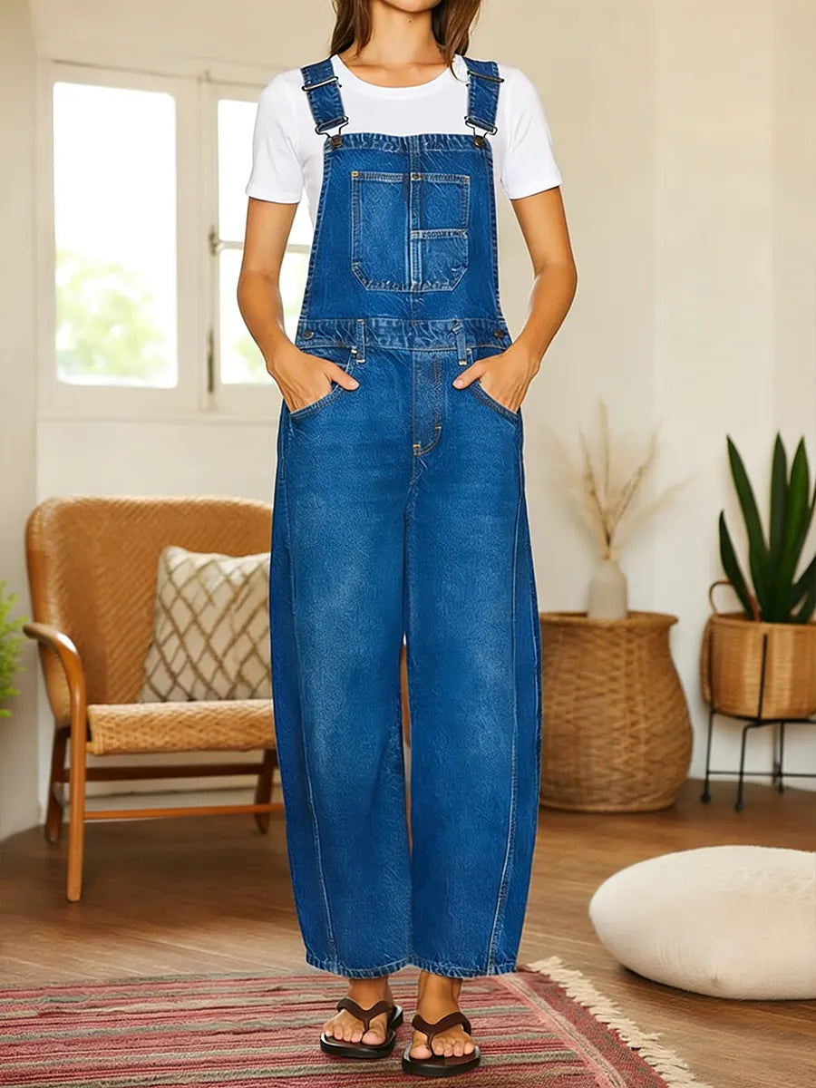 Jennifer | Denim Tuinbroek Jumpsuit met Zakken