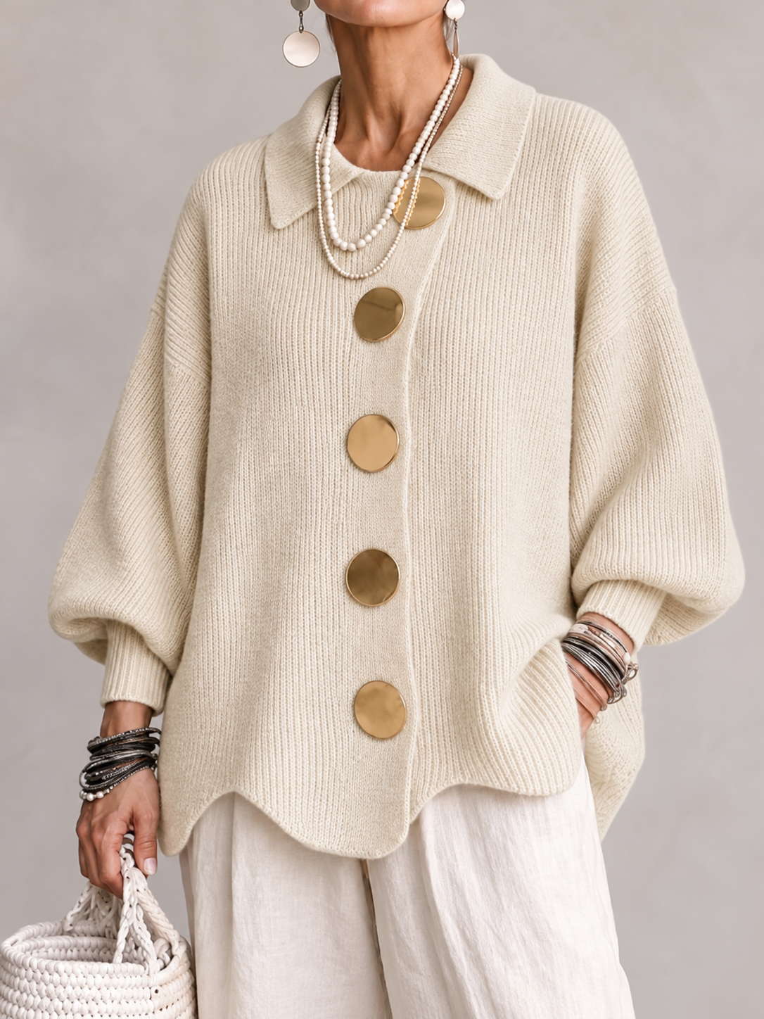 Isabelle | Oversized vest met kraag