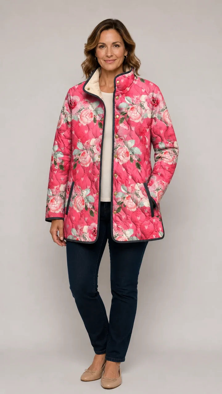 Amanda | Gewatteerd jasje met vintage bloemenprint