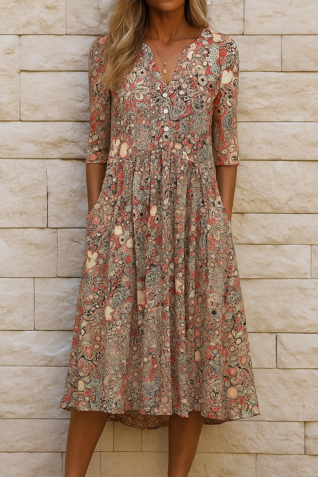 Mycah | Elegante Print Midi Jurk