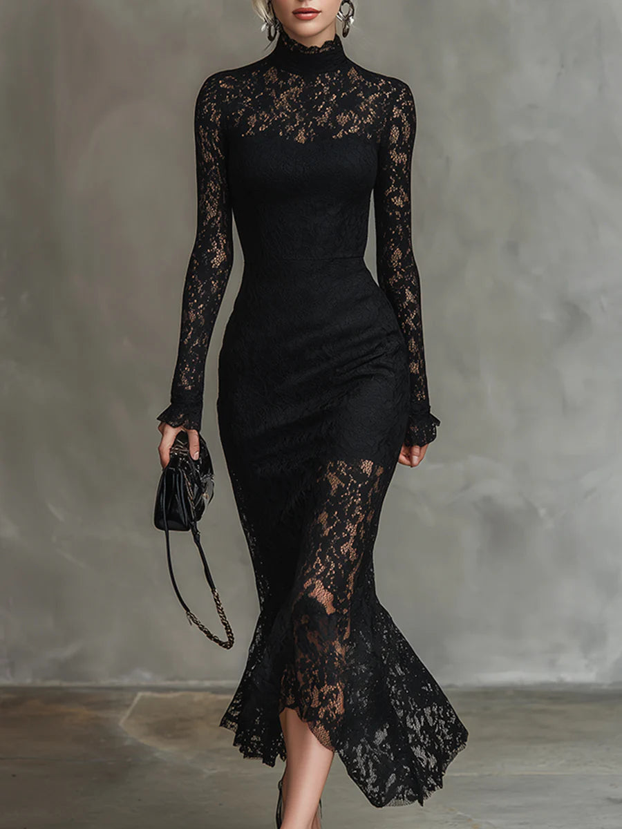 Nova | stretchkanten fishtail maxi-jurk